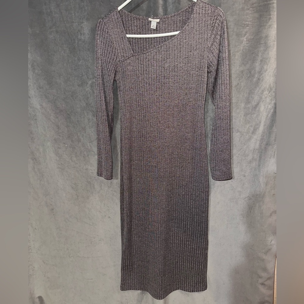 “a new day” Long Sleeve Grayish purple Knit Dress